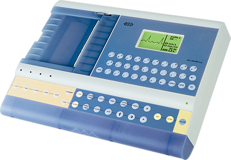 a closeup of an ECG machine with display screen