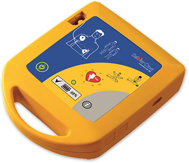 an AED defibrillator machine by Saver One